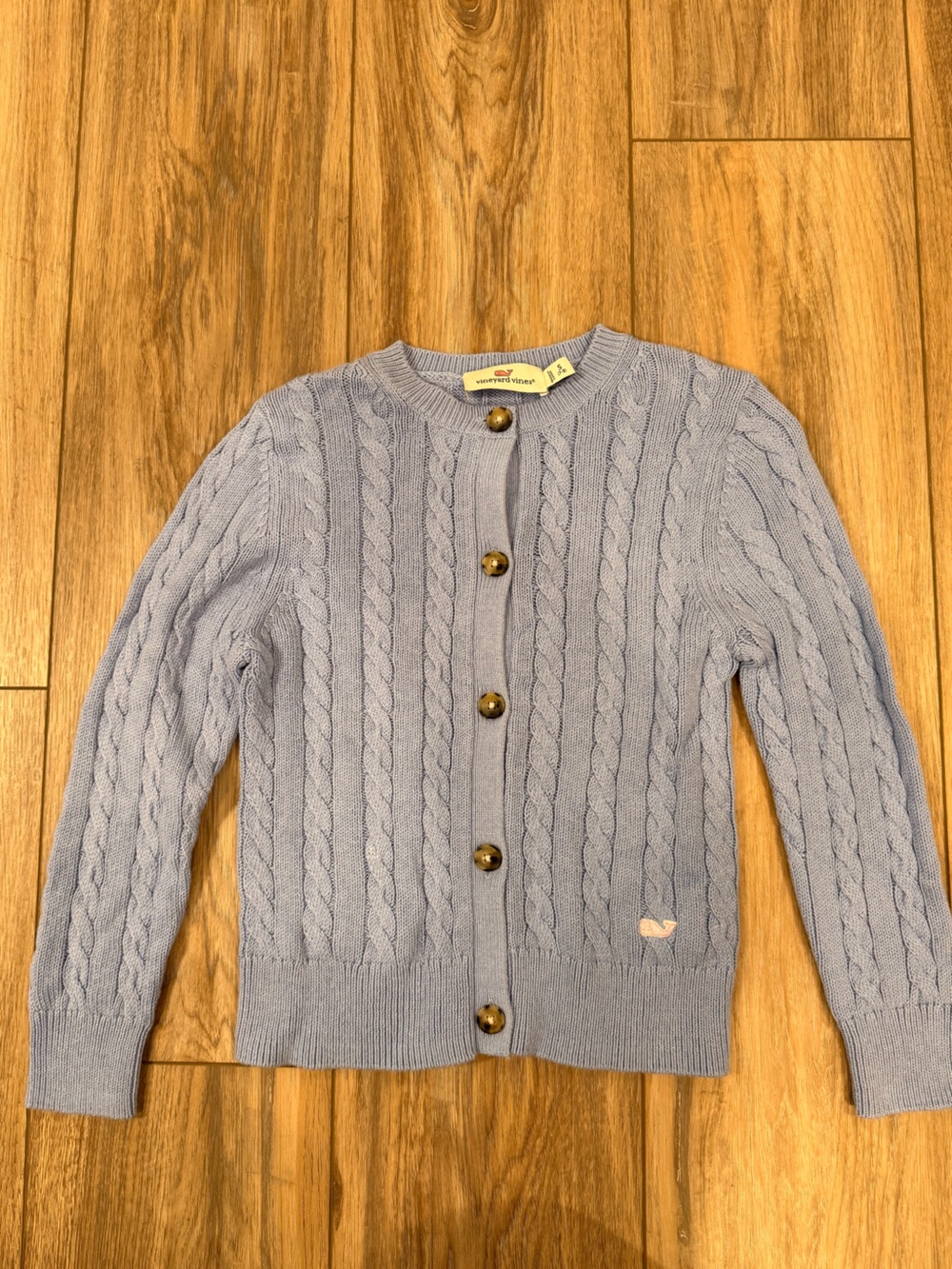 Vineyard Vines Light Blue Cable Knit Button-Front Cardigan